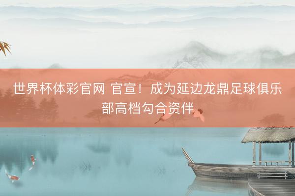 世界杯体彩官网 官宣！成为延边龙鼎足球俱乐部高档勾合资伴