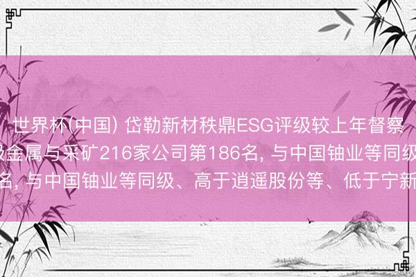 世界杯(中国) 岱勒新材秩鼎ESG评级较上年督察BBB， 位居GICS三级金属与采矿216家公司第186名， 与中国铀业等同级、高于逍遥股份等、低于宁新新材等