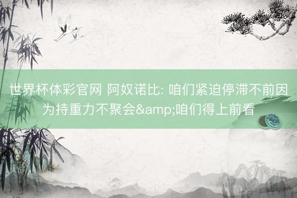 世界杯体彩官网 阿奴诺比: 咱们紧迫停滞不前因为持重力不聚会&咱们得上前看