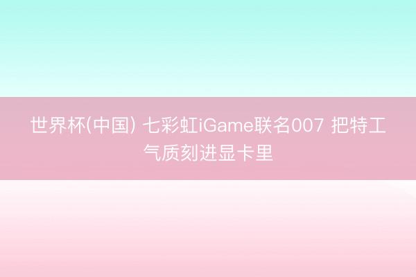世界杯(中国) 七彩虹iGame联名007 把特工气质刻进显卡里