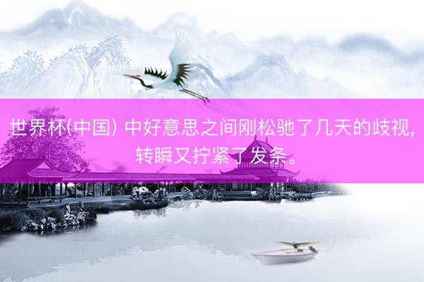 世界杯(中国) 中好意思之间刚松驰了几天的歧视, 转瞬又拧紧了发条。