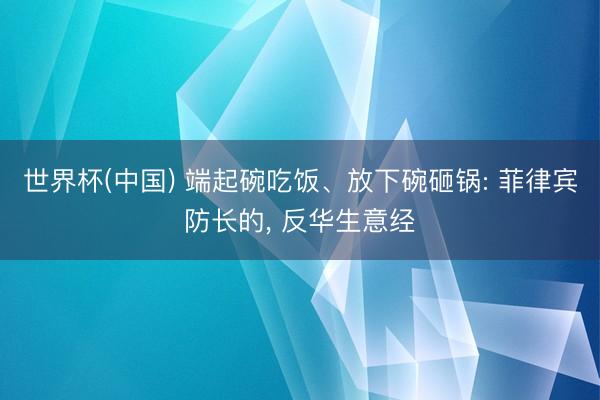 世界杯(中国) 端起碗吃饭、放下碗砸锅: 菲律宾防长的， 反华生意经