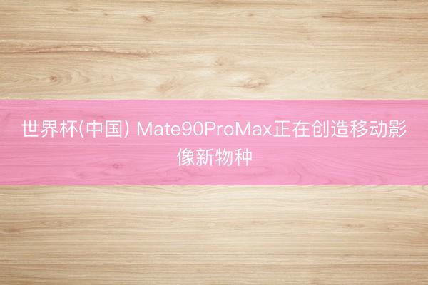 世界杯(中国) Mate90ProMax正在创造移动影像新物种